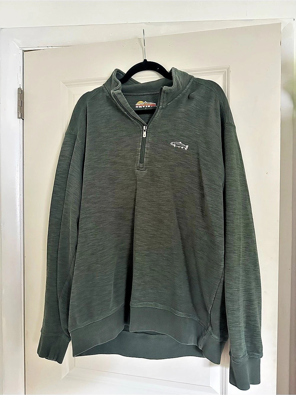 Orvis Trout Bum Quarter Zip Pullover Olive Size Large
